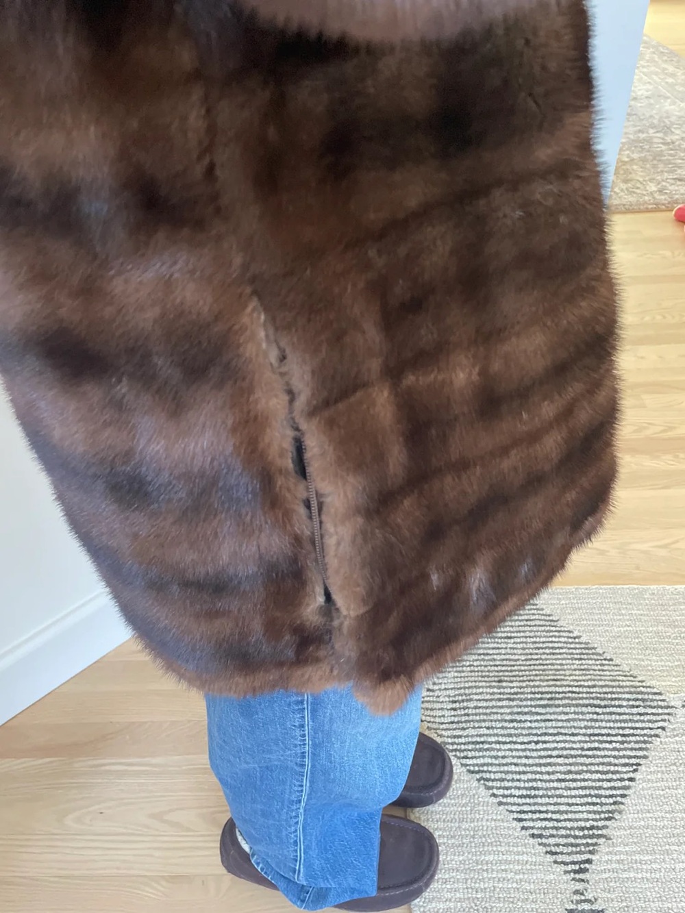 Vintage Anne Dee Goldin Brown Mink Fur Pullover Jacket | Funnel Neck Size M/L - Picture 8 of 13